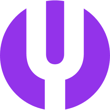 A purple circle split by a wide tuning fork drawn from MuseoModerno's Y.